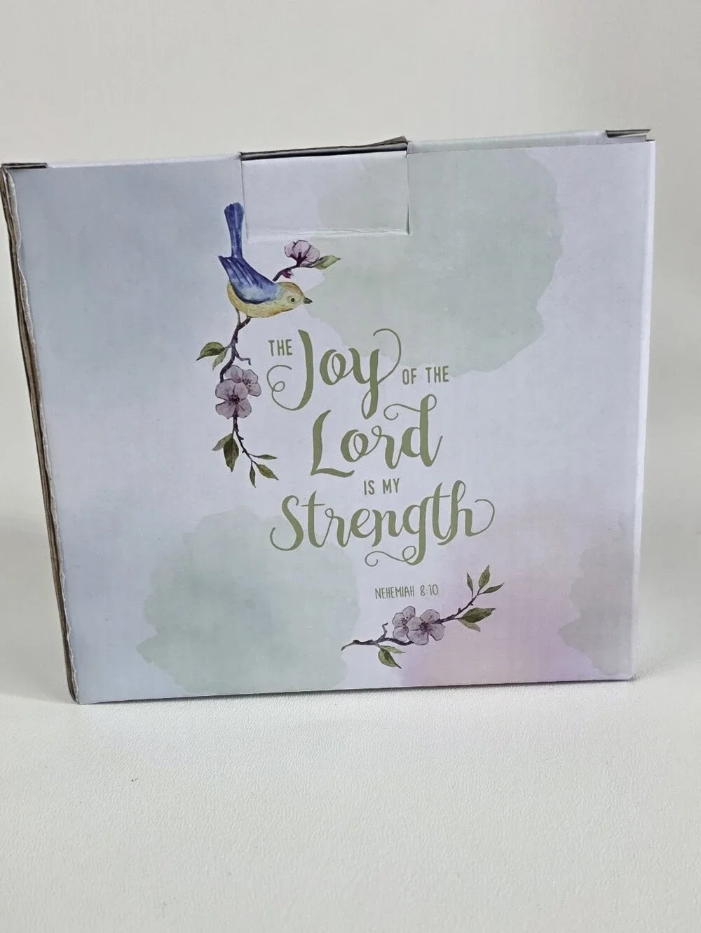 Inspirational Floral Ceramic Mug And Coaster Set - White with Pastel Accents!